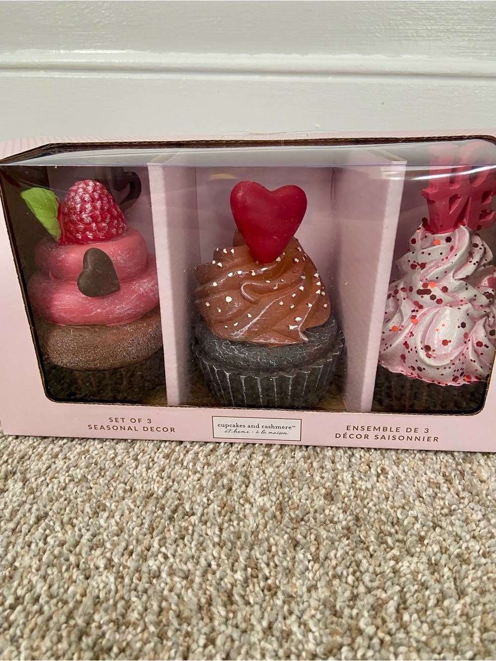 NWT Cupcakes and Cashmere Chocolate Faux Cupcakes Set of 3 Valentines Day - Picture 5 of 9